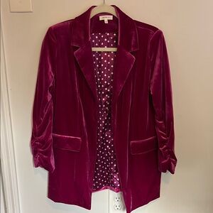 Better Be Pink Velvet Blazer with Stylish Ruching